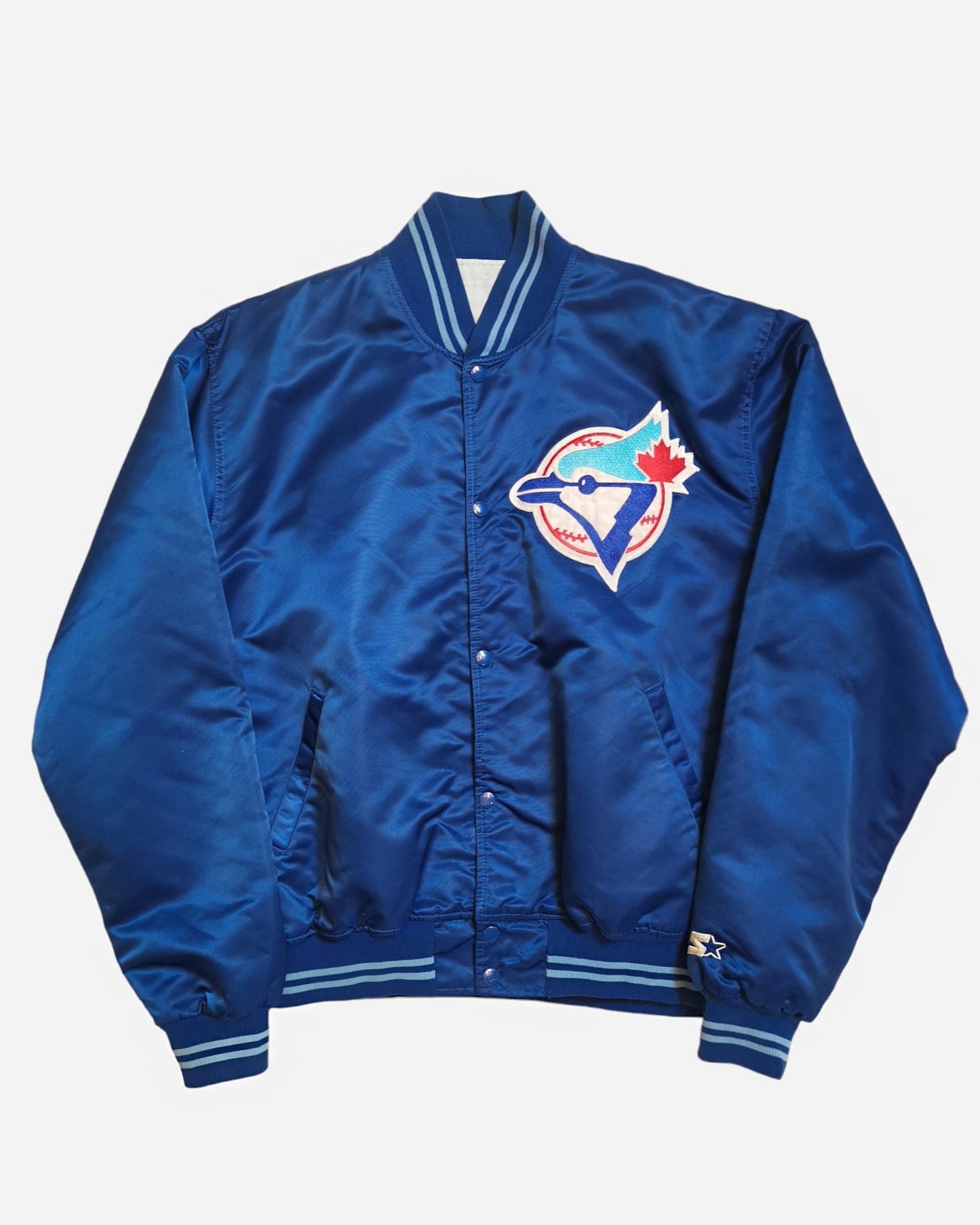 Starter Blue Jays de Toronto, Veste Starter vintage, Veste rétro Starter, Starter jacket années 90, Boutique Pickers Vintage Officiel, Mode Vintage Homme, Femme et Enfant.